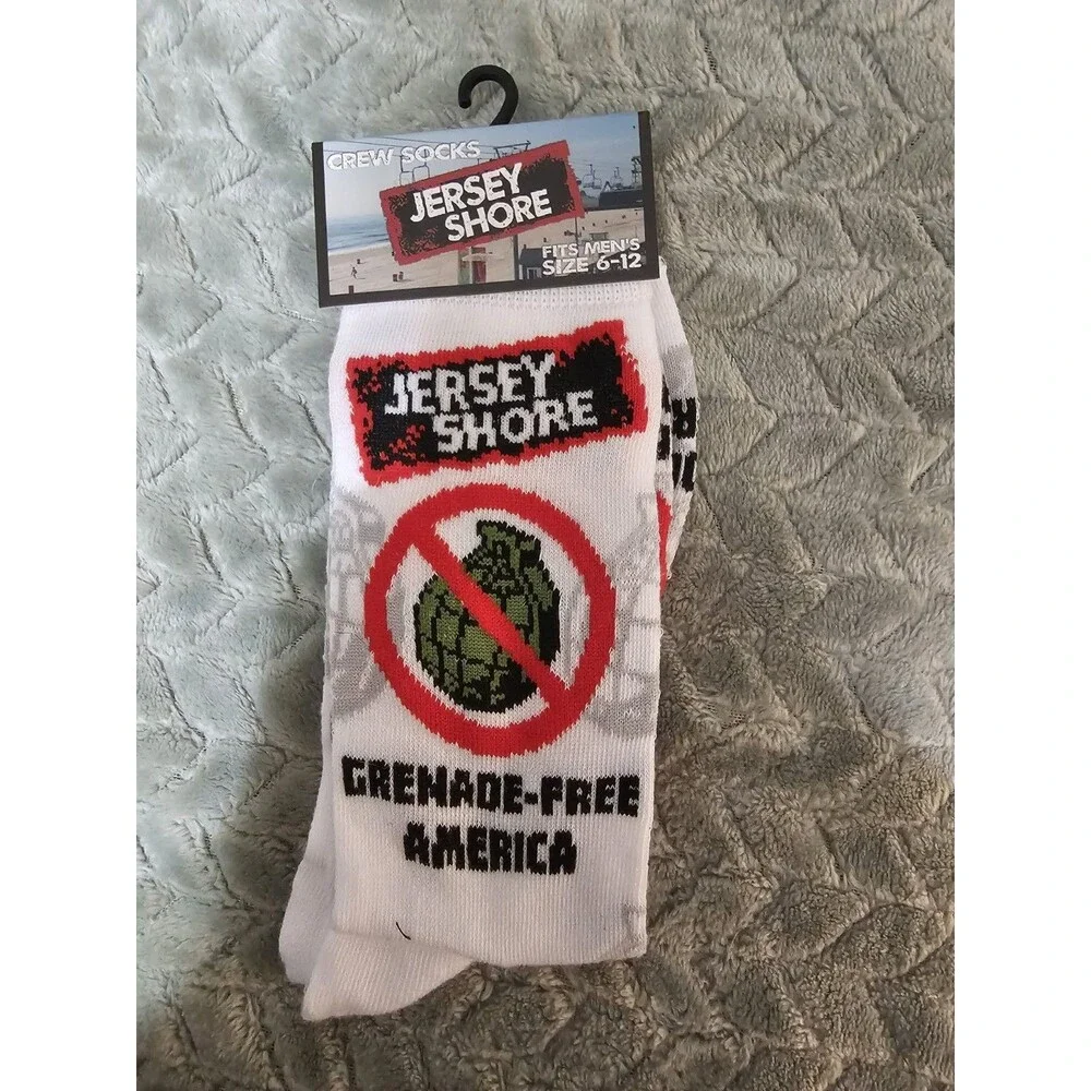 Rare New MTV Jersey Shore Grenade Men's crew socks size 6-12 NWT Colorful Y2K